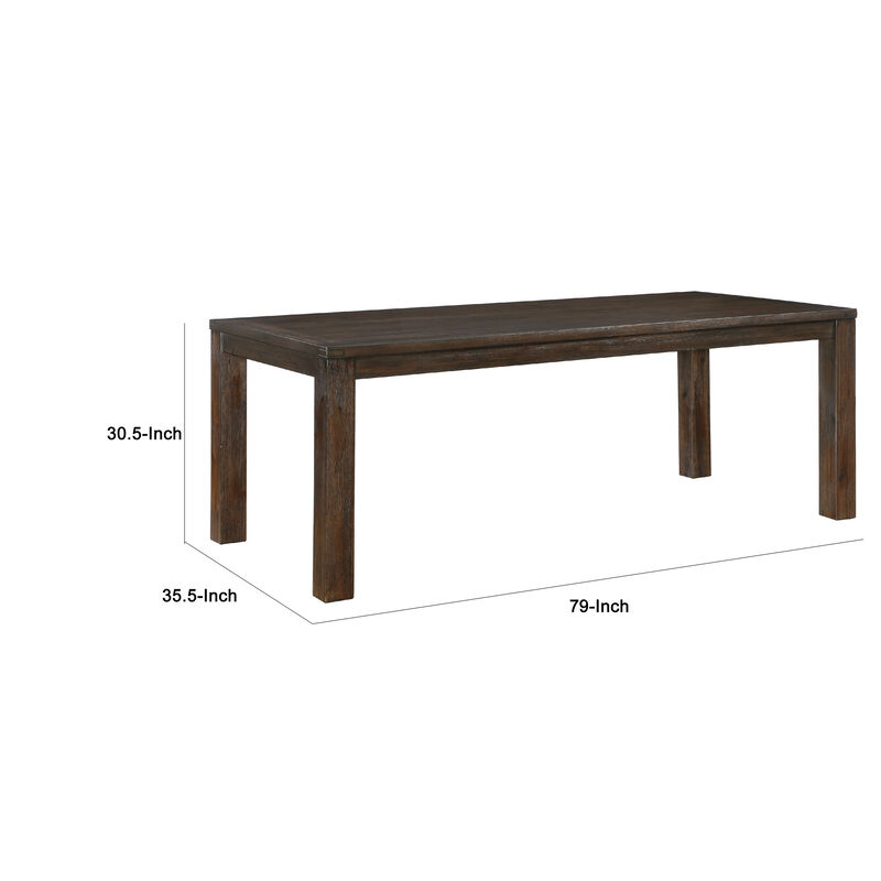 Harry Dining Table, Straight Legs, Rectangular Brown Acacia 79 Inch