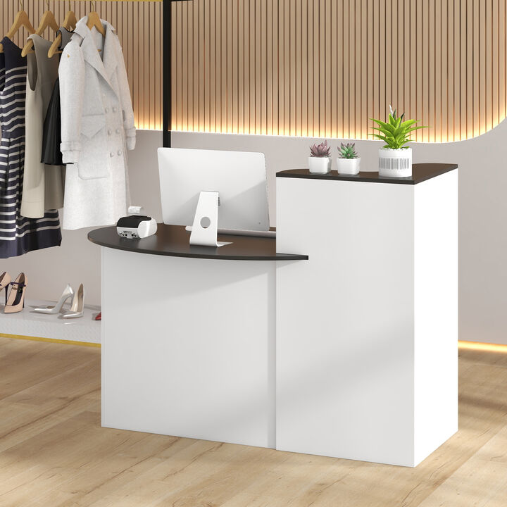 Modern Reception Desk with Oval Tabletop, Front Counter for Office or Salon Use