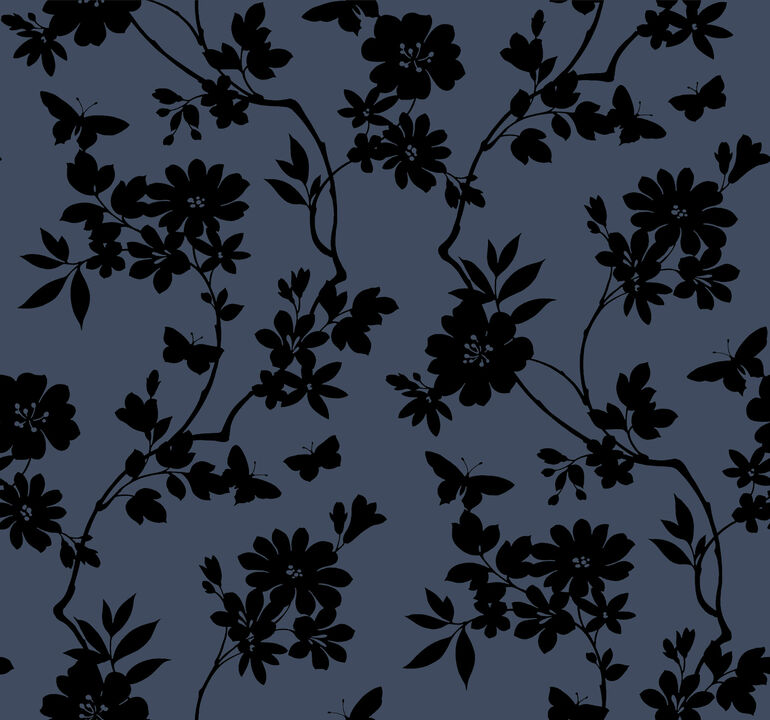 Flutter Vine Blue & Black Wallpaper