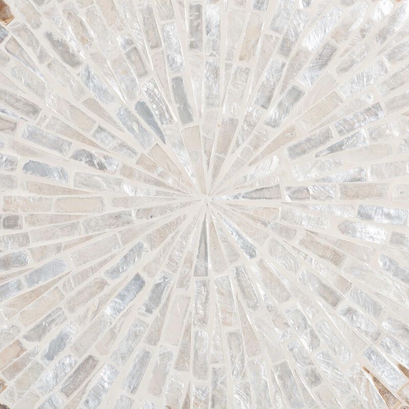 bali & pari Beile Capiz Shell Pedestal End Table - Mother of Pearl Scalloped Accent Table with Textured Inlay Surface for Living Room or Lounge Space image number 4