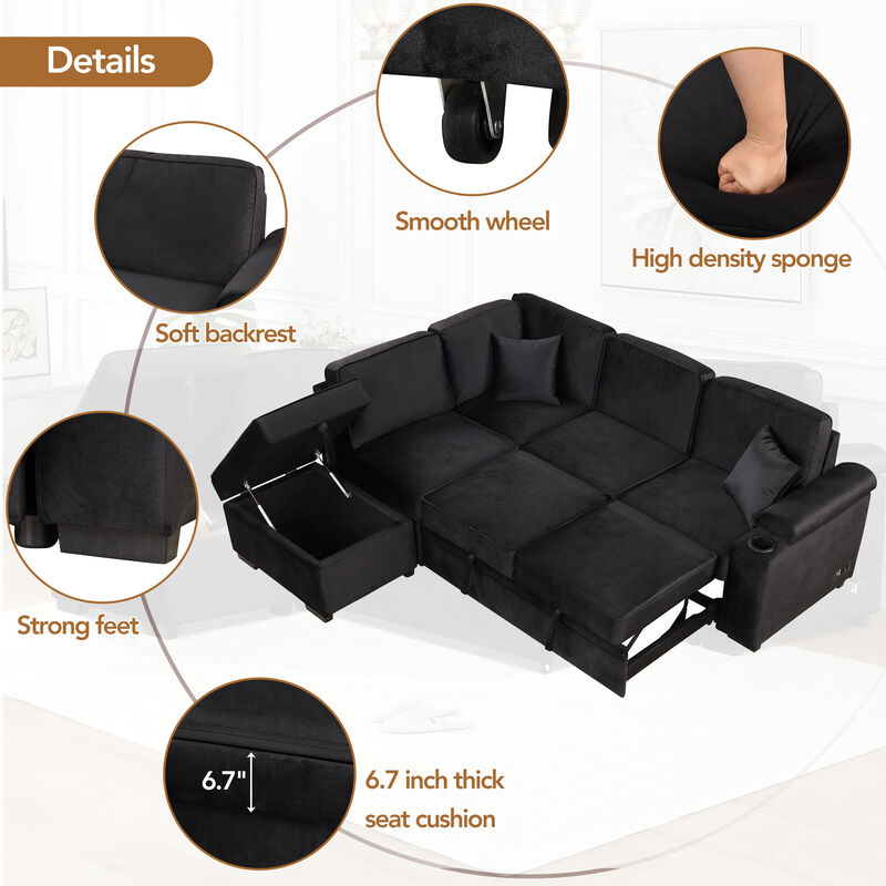Merax 2 in 1 Pull Out Sofa Bed L Shape Couch