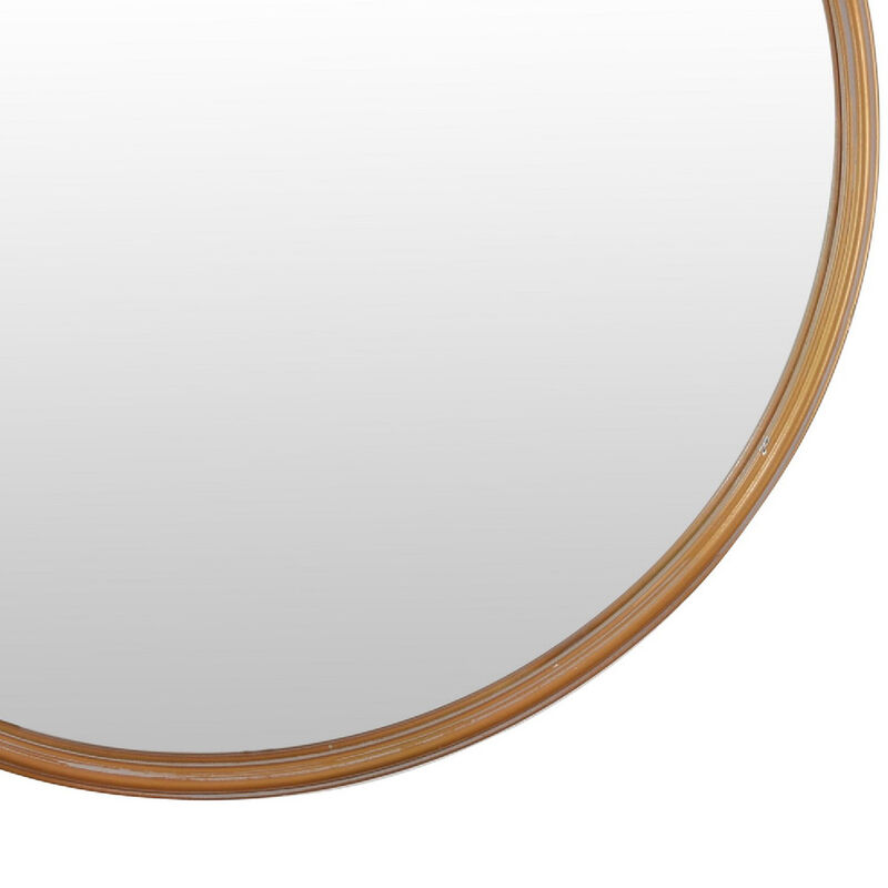Drek Traditional Round Wall Mirror with Ornate Crest Top, Gold Metal 24x27 image number 3