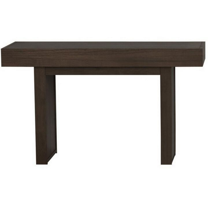 Rectangular Wooden Top Sofa Table with Side Panel Support, Taupe Gray-Benzara
