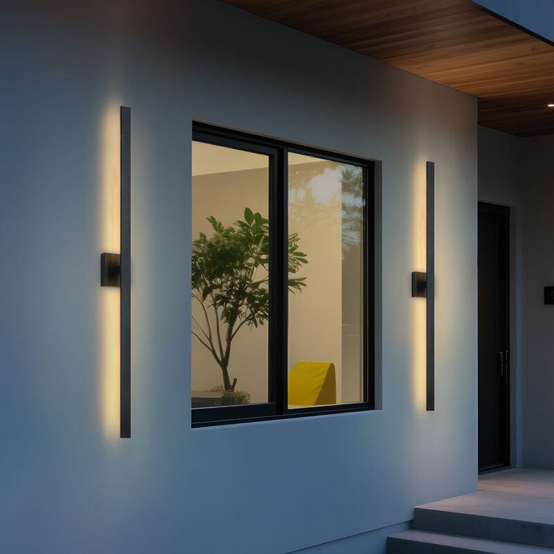2-Pack 46.85" Modern Sand Black LED Outdoor Wall Lights image number 1