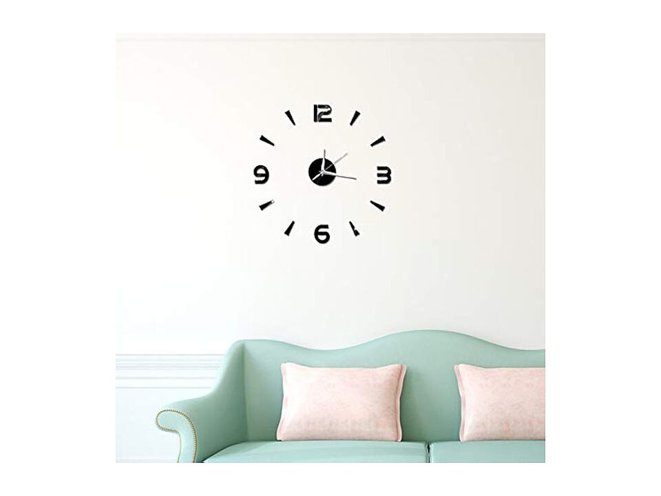 DIY Stor Klocka Frameless Self Adhesive Wall Clock Black Office Decor