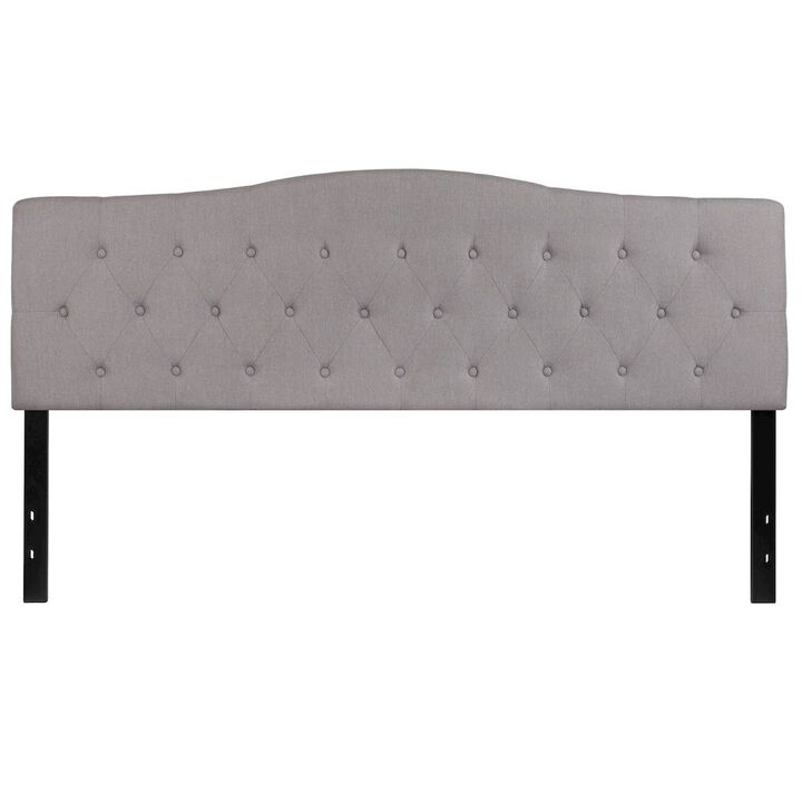 Flash Furniture Tufted Upholstered King Size Headboard in Light Gray Fabric