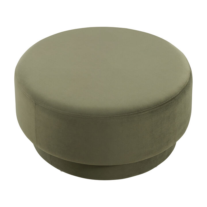 Merax Plush Velvet Round Ottoman with Two-Level Silhouette, Wide 33" Surface, Sturdy Frame