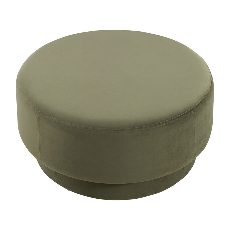 Merax Plush Velvet Round Ottoman with Two-Level Silhouette, Wide 33" Surface, Sturdy Frame image number 0