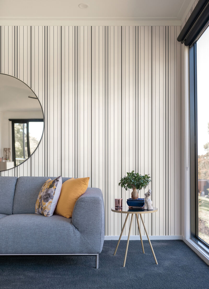 Wide Pinstripe Black & Bronze Wallpaper image number 1