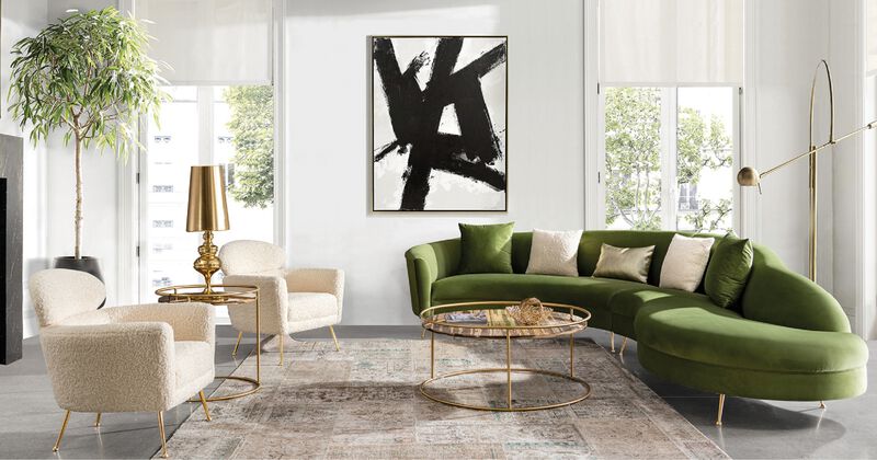 Pasargad Home Felice Modern Gold Finish Accent Chair, Cream