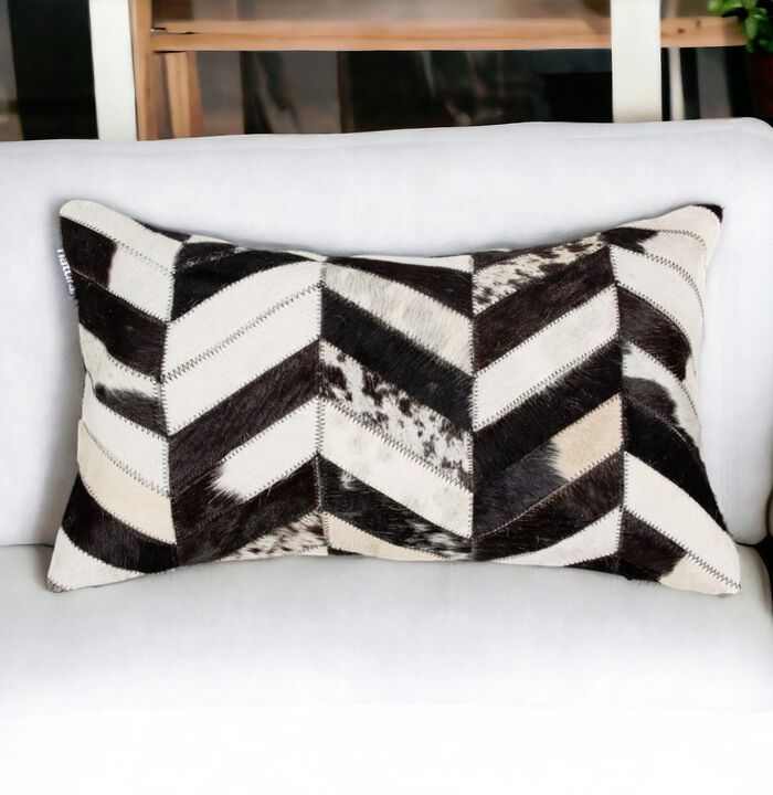 Decorative Chevron Cowhide Pillow for Couch, Chair, or Bedroom