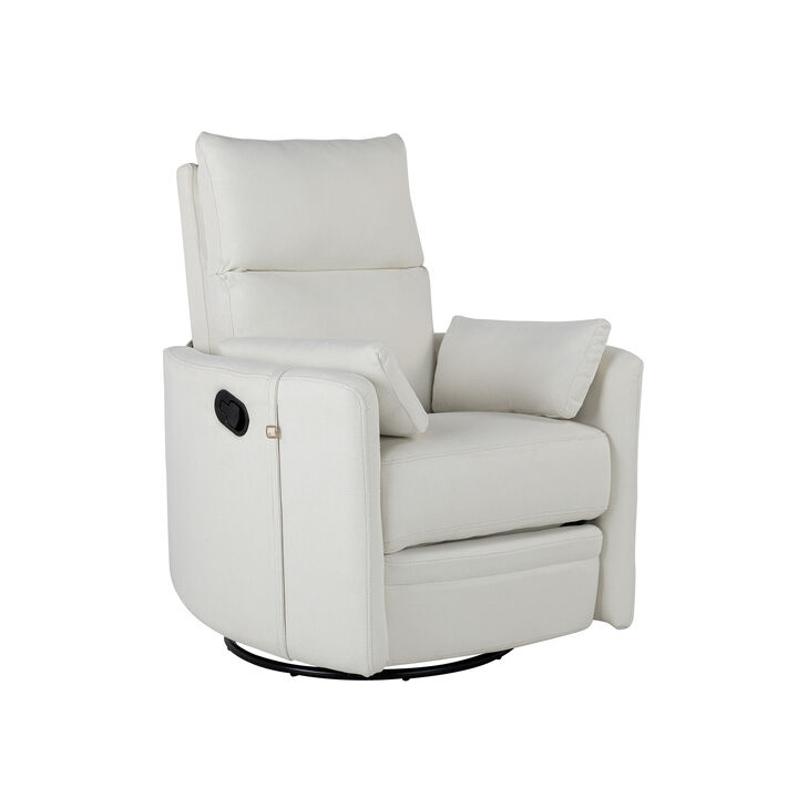 Merax Upholstered Swivel Recliner Manual Rocker Chair