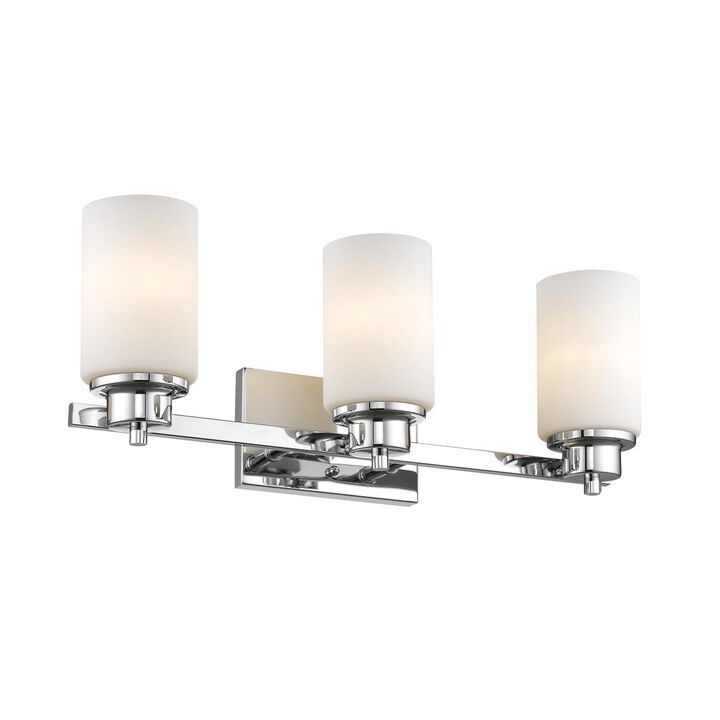 Scarlett Contemporary 3 Light Chrome Finish Bath Vanity Light Etched  Glass  22 in.
