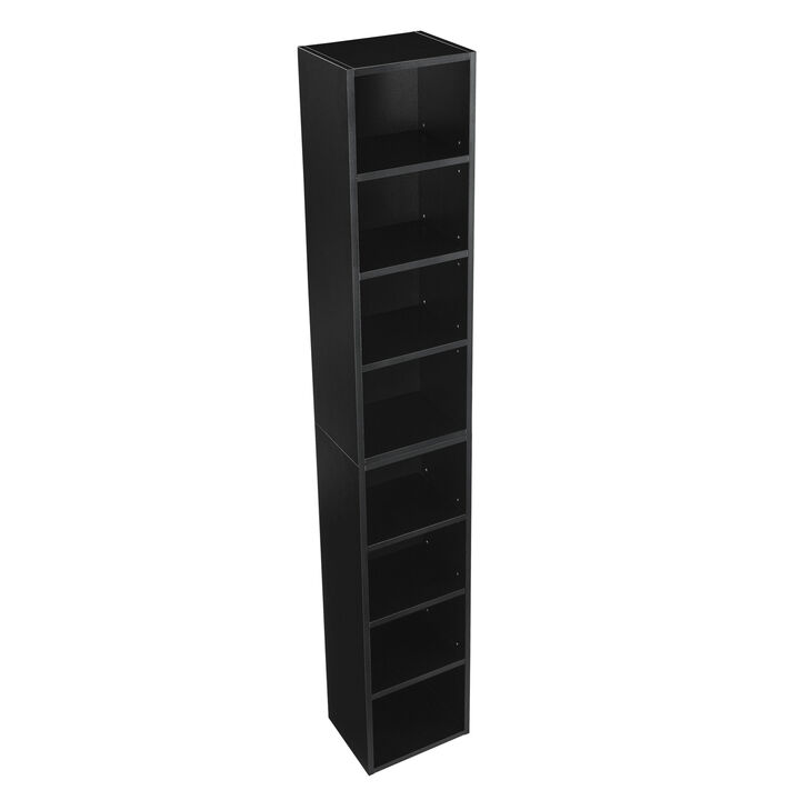 GOODSILO 8-Tier Media Tower Rack with Adjustable Shelves, Slim CD DVD Storage Cabinet