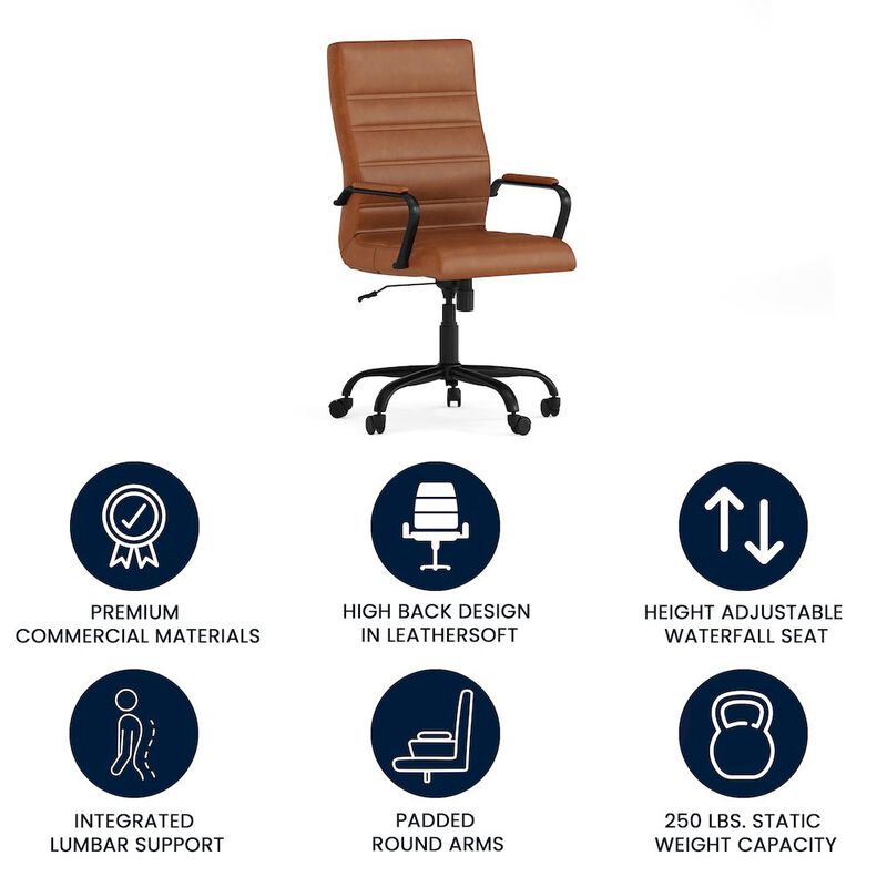 Flash Furniture High Back Brown Executive Swivel Office Chair with Black Frame and Arms image number 1