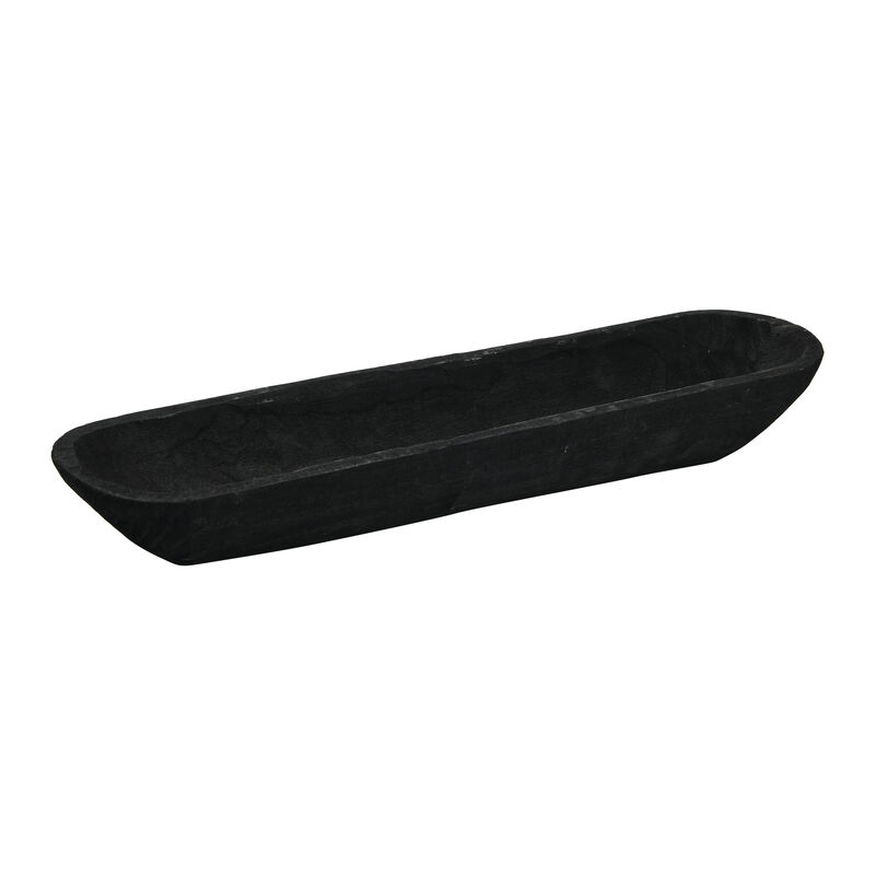 Decorative Paulownia Wood Bowl, Black image number 0
