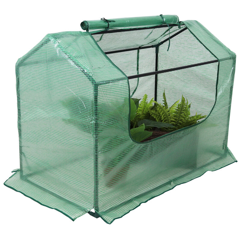Sunnydaze 4 x 2 ft Steel PVC Panel Mini Greenhouse with 2 Doors - Green