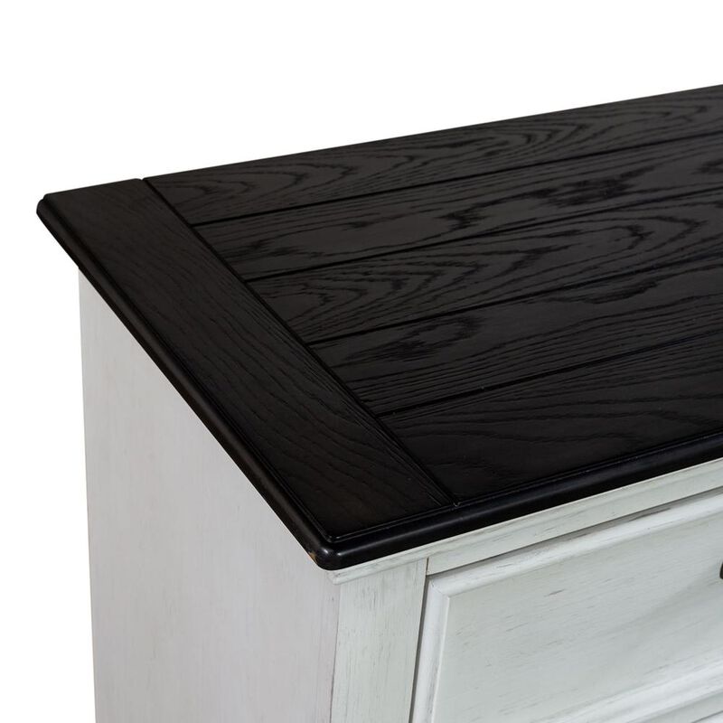 Liberty Furniture Allyson Park 6 Drawer Dresser in Wirebrushed White w/ Charcoal Top image number 6