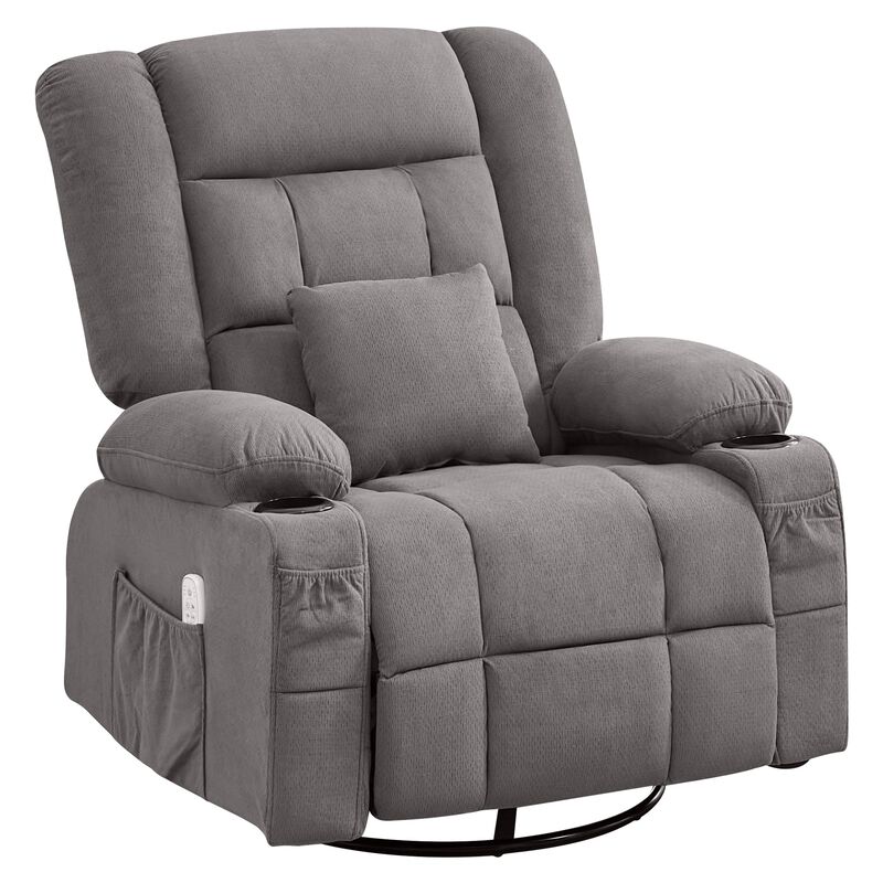 Clihome Kneading Massage Rocker Recliner Chair with 4-Point 3D Kneading Massage and Heat for Living Room with Rocking Function and 2 Cup Holders,USB Charge Port