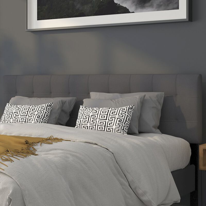 Flash Furniture Tufted Upholstered King Size Headboard in Dark Gray Fabric image number 5