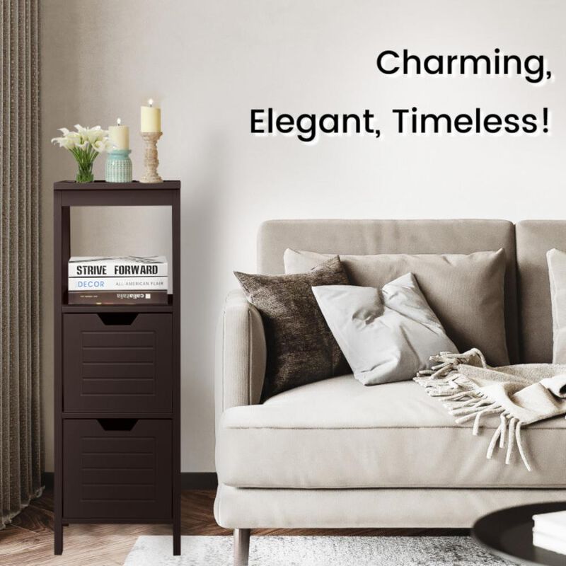 Hivvago Multifunction Bathroom Wooden Floor Cabinet Organizer with Storage Rack