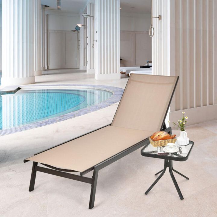 Hivvago Outdoor Reclining Chaise Lounge Chair with 6-Position Adjustable Back