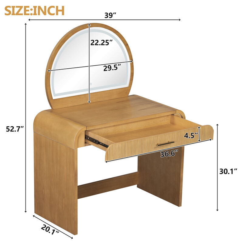 Merax Multi-Functional Curved Edge LED Makeup Vanity Table image number 5