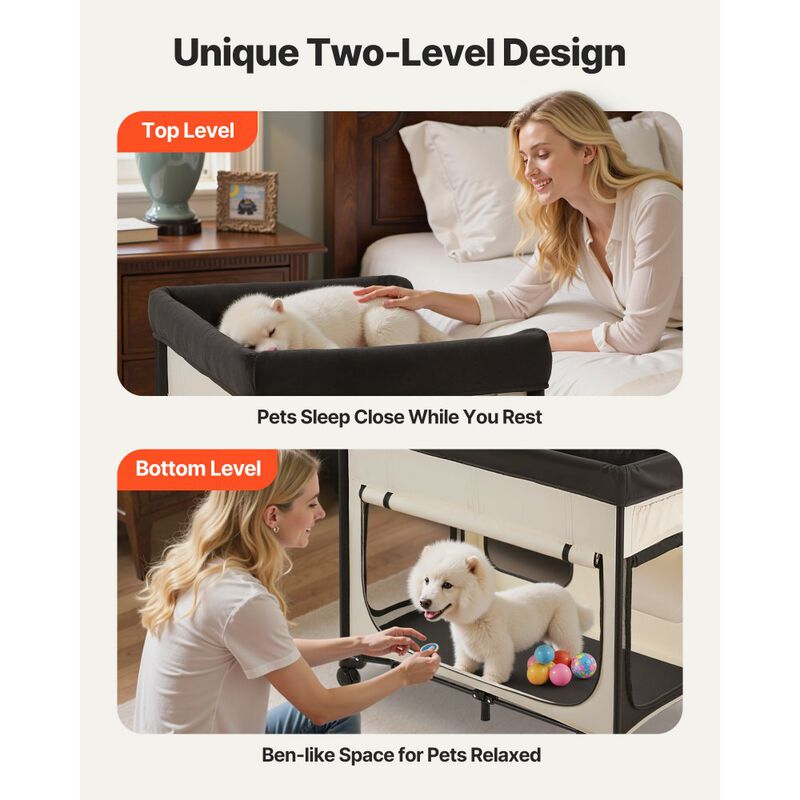 Large Elevated Foldable Dog & Cat Bed, Raised Pet Cot with Wheels & Storage Bags image number 6