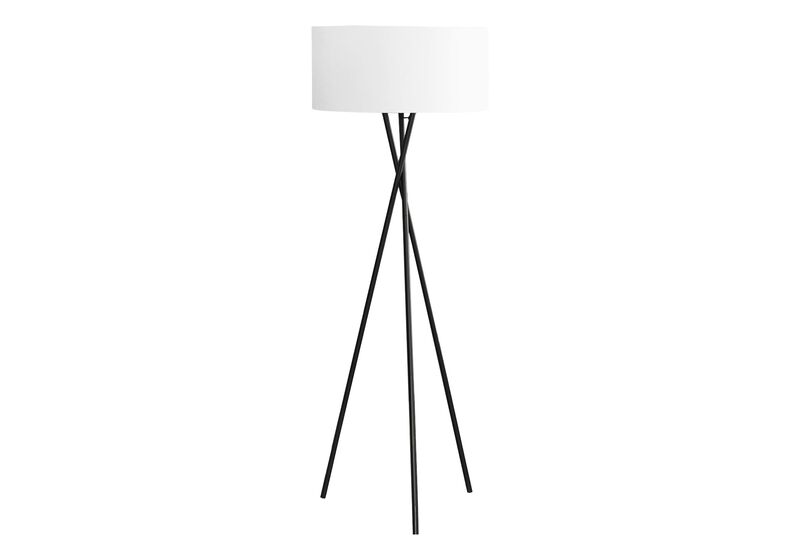 Monarch Specialties 9756, Black Cream Shade, Contemporary Lighting 62" H Tripod Floor Lamp Metal Ivory, 22" L x 22" W x 62.25" H image number 0