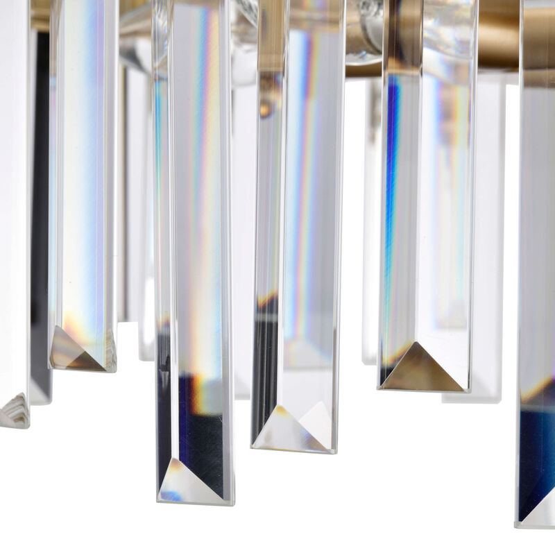 Ariel 18.5" 5-light Matte Warm Brass Finish Drum Crystal Prism Flush Mount image number 5