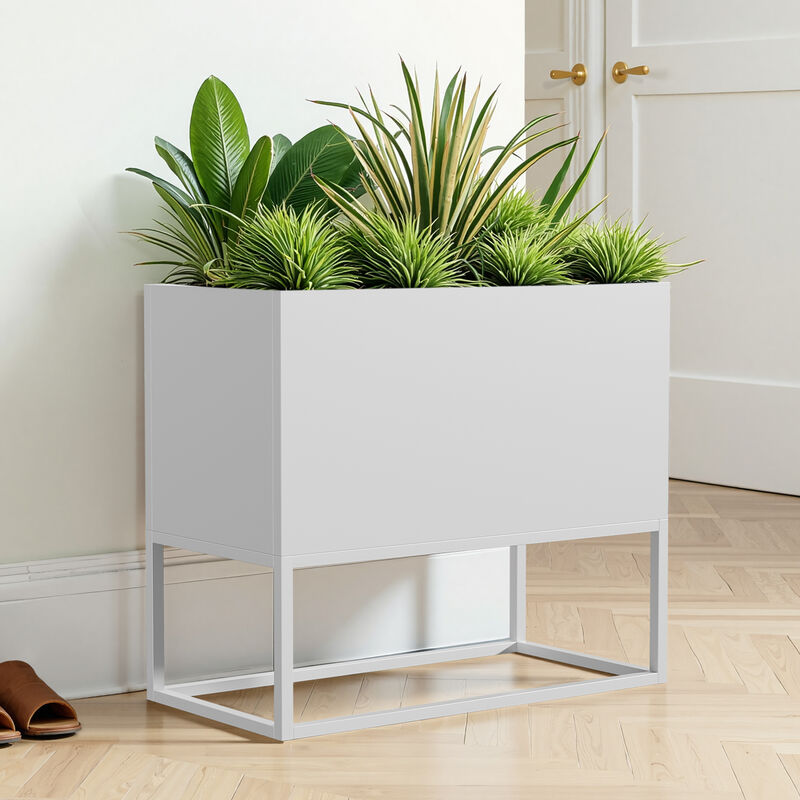 Metal Rectangular Planter with Shelves and Drainage Holes