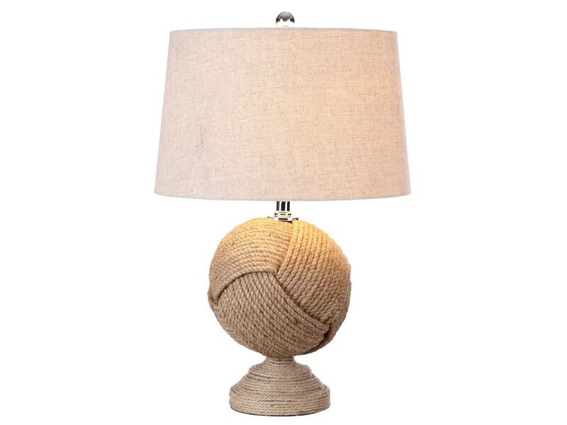 Monkey's Fist 24" Knotted Rope LED Table Lamp, Brown image number 1