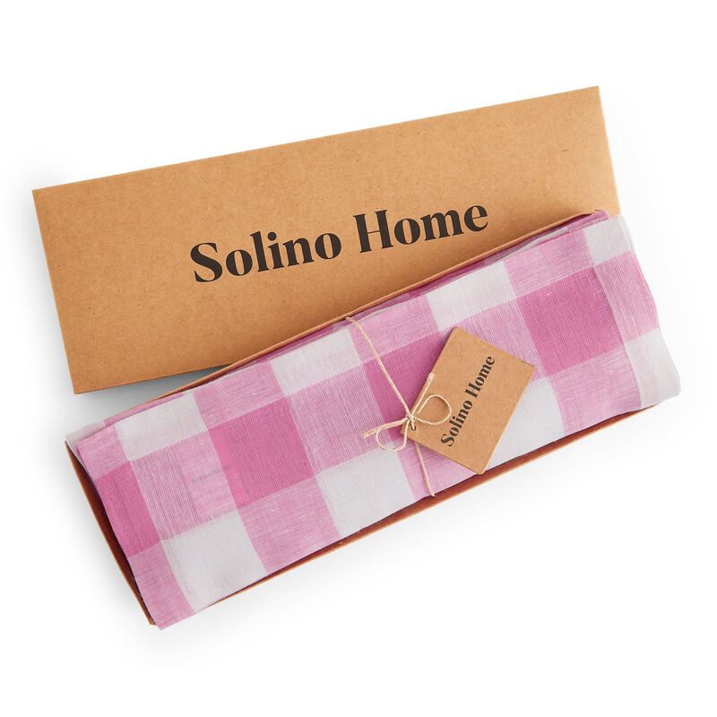 Solino Home Buffalo Check 100% Linen Placemats &ndash; Set of 4, 14 x 19 in, Machine Washable, Holiday and Everyday Dining