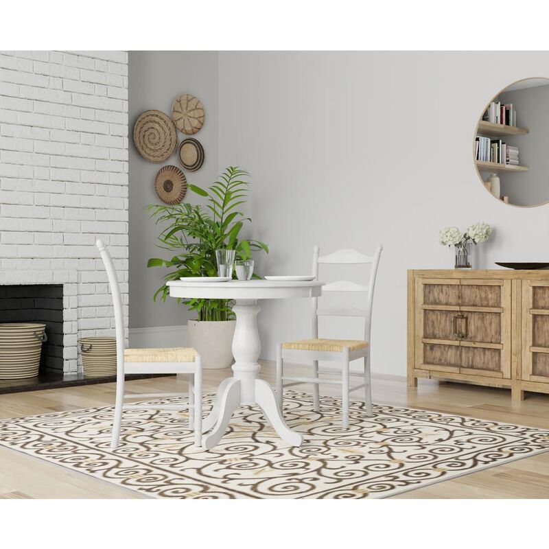 Carolina Living Fairview 30 Round Pedestal Dining Table - Whitewash