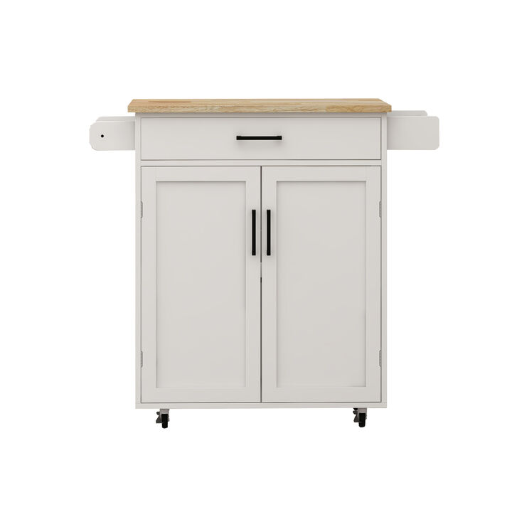 ELEMENT ACE Versatile Kitchen Island Rolling Cart with Adjustable Storage Shelves, Towel Rack, and Seasoning Organizer