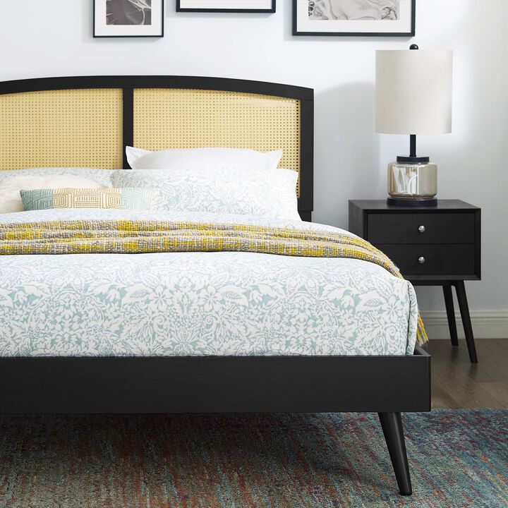 Modway - Sierra Cane and Wood Full Platform Bed with Splayed Legs