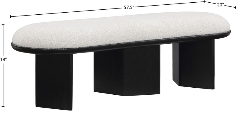 Meridian Furniture Wilshire Cream Boucle Fabric Bench