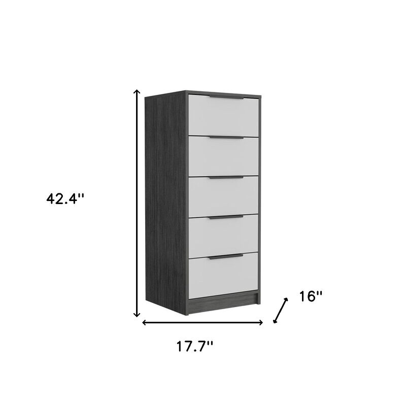 HomeRoots 18" White and Gray Five Drawer Standard Chest image number 5