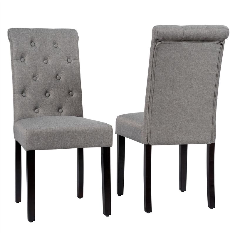 2 Pieces Tufted Dining Chair Set with Adjustable Anti-Slip Foot Pads