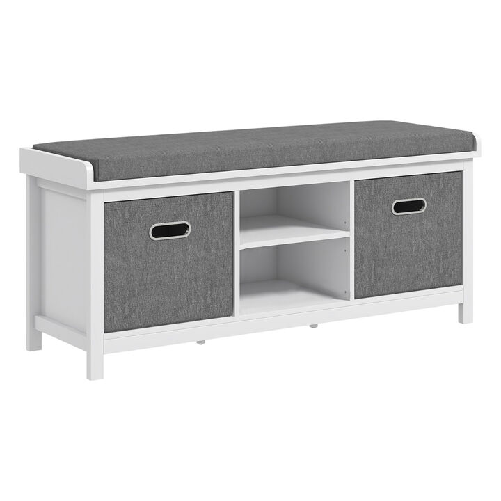 2-Fabric Drawer Shoe Bench Storage for Entryway or Hallway