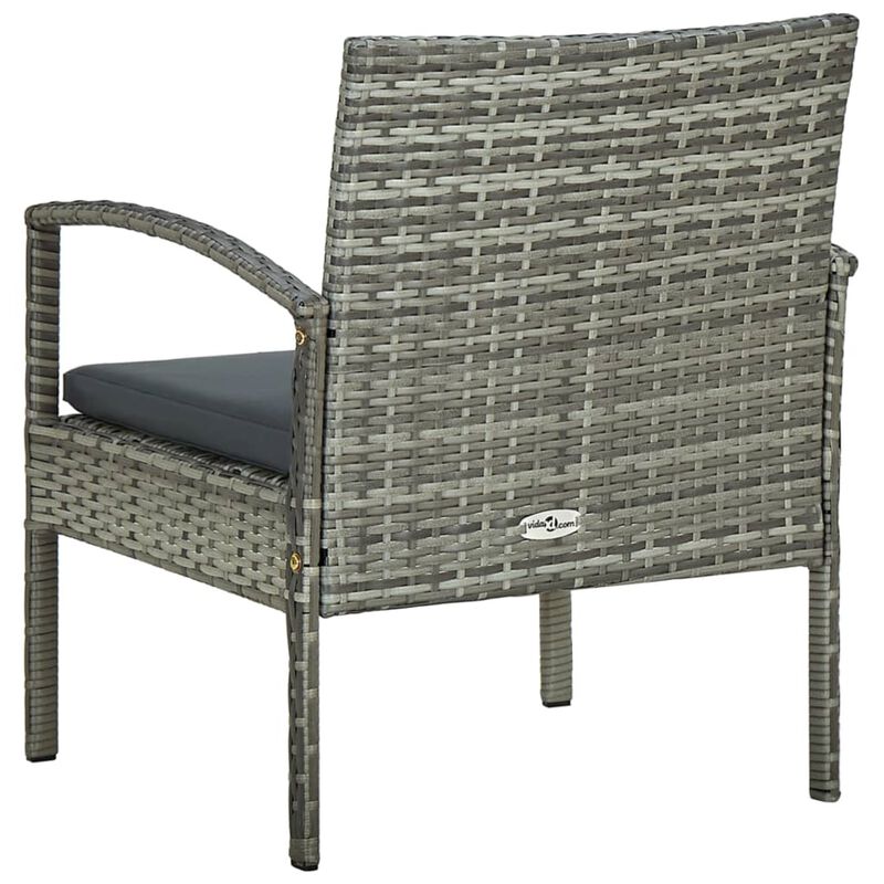 vidaXL Garden Chair with Cushion Poly Rattan Gray