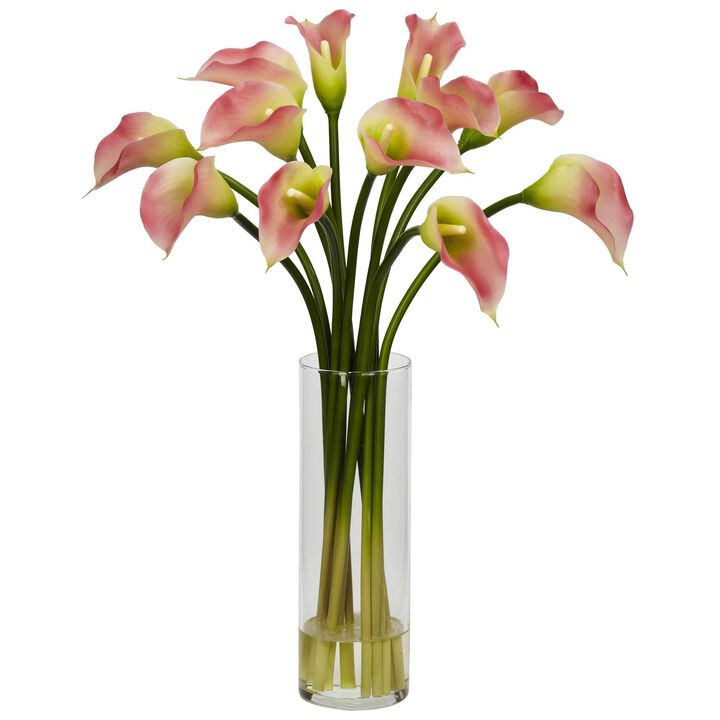 Nearly Natural Calla Lilly w/Cylinder Vase