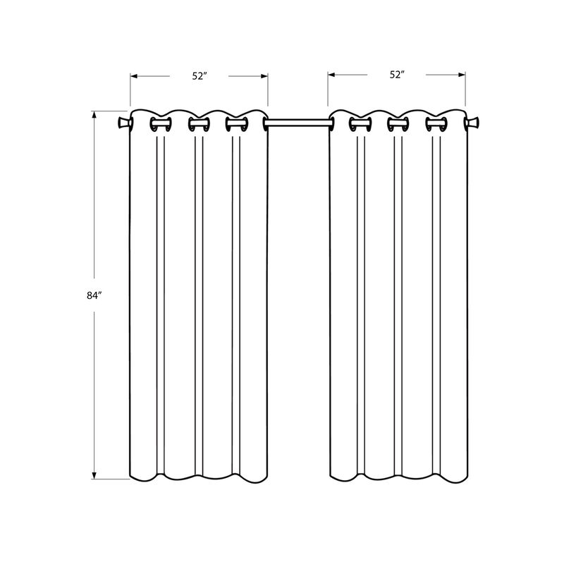 Monarch Specialties Curtain Panel, 2pcs Set, Room Darkening, Grommet, Living Room, Bedroom, Kitchen, Micro Suede, Polyester, Grey, Contemporary, Modern