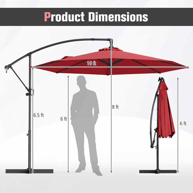 Offset Hanging Patio Umbrella with Base – Infinite Tilt Cantilever Design