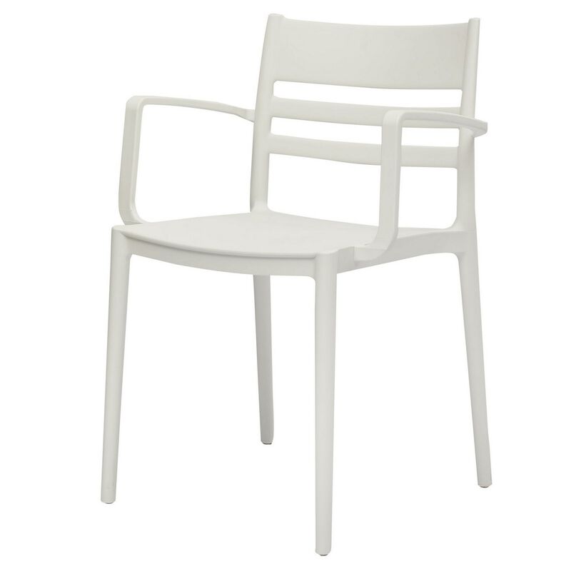 Teesy 22 Inch Side Dining Armchair Set of 4, Indoor Outdoor, White Finish - Benzara