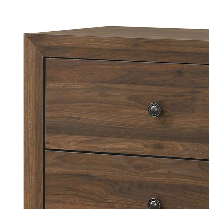 Shan 45 Inch Tall Dresser Chest, 4 Drawers, Cherry Brown Wood Finish