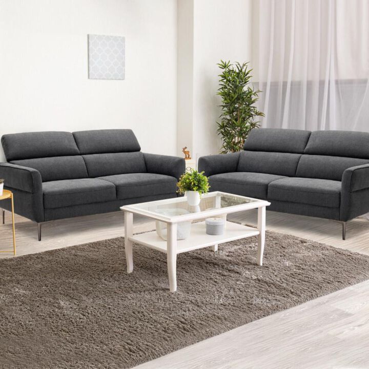 Hivvago Modern Fabric Loveseat Sofa Couch with Adjustable Headrest