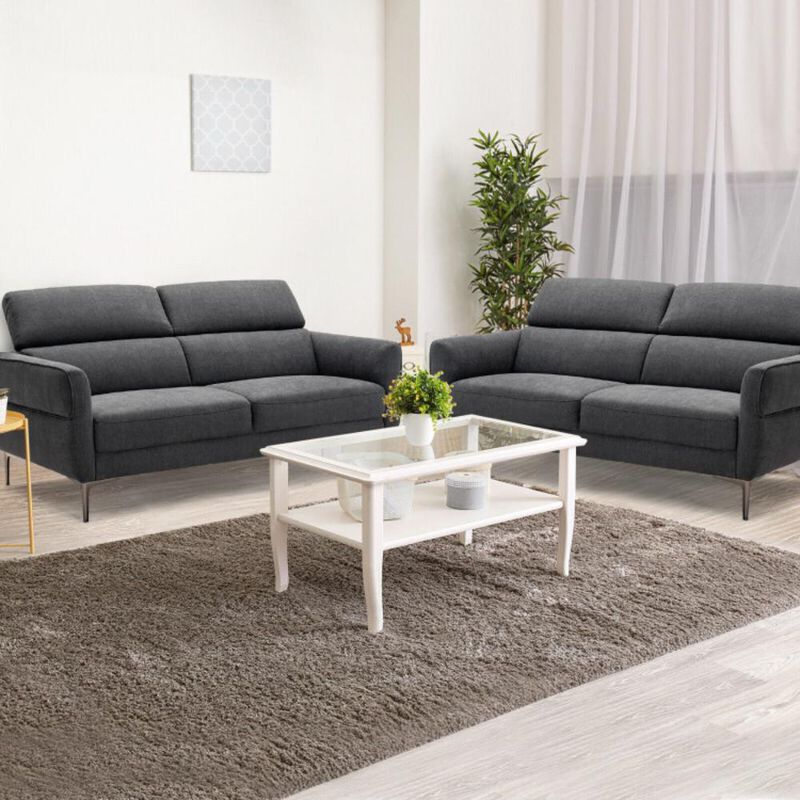 Hivvago Modern Fabric Loveseat Sofa Couch with Adjustable Headrest image number 1
