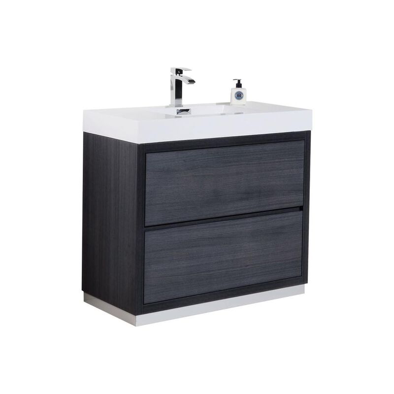 Kubebath Bliss 40 Gray Oak Free Standing Modern Bathroom Vanity