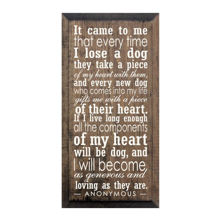 Dog Lover Memorial Wood Sign Every Time I Lose a Dog Rustic Hanging Wall Plaque